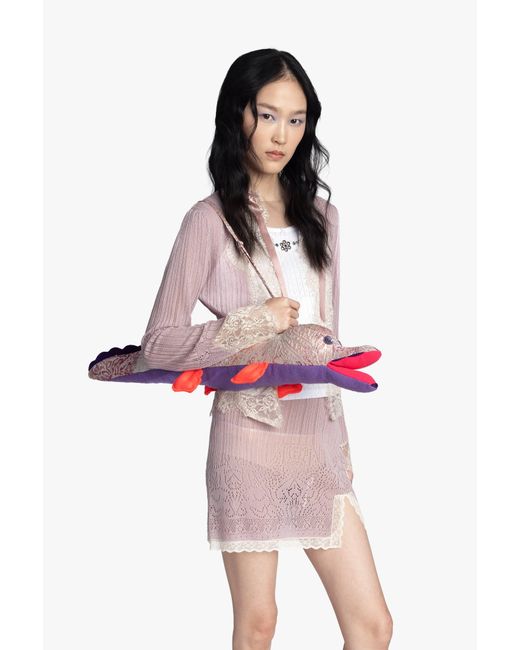 Anna Sui Pink Lingerie Lace Knits Cardigan