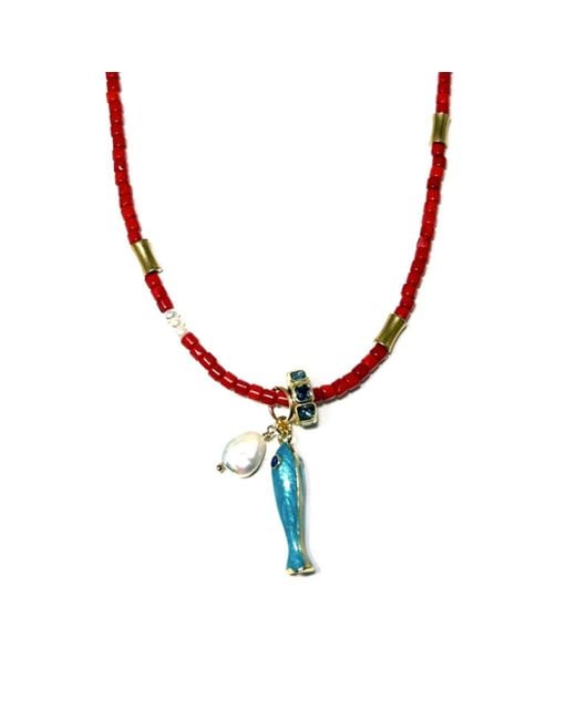 Rachel Nathan Metallic Bamboo Coral & Nautical Charms Necklace