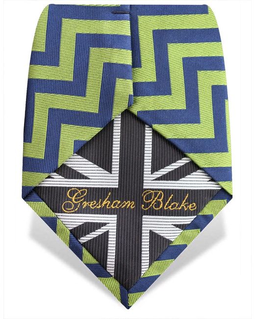 Gresham Blake Green Zig-Zag Silk Tie for men