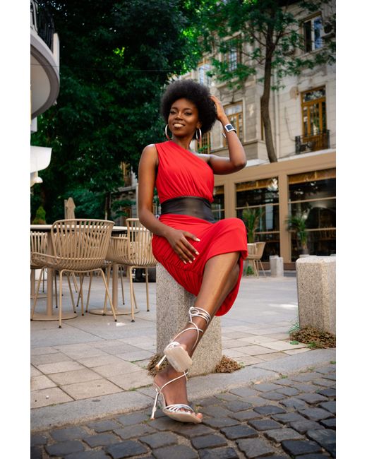Monice London Red Riri Midi Dress