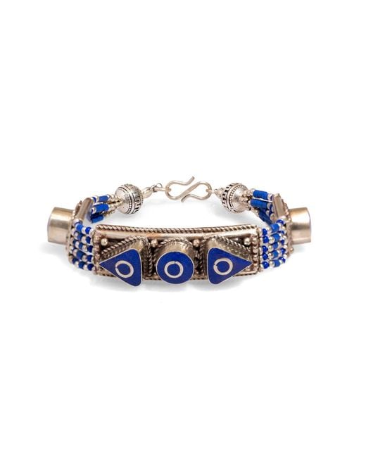 Ebru Jewelry Blue Nepal Design Lapis Lazuli & Bohemian Bracelet