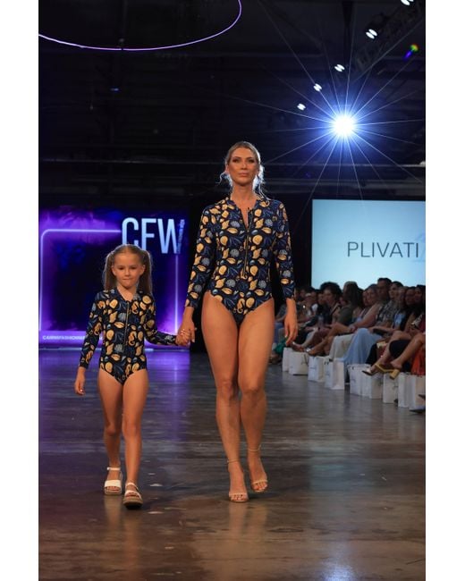 Plivati Blue Lana Zip Long Sleeve Swimsuit — Čiovo