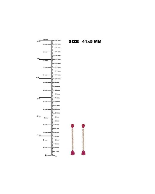 Artisan White Ruby & Diamond Linear Drop Earrings
