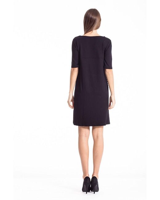 Conquista Black Stripe Detail A Line Stretch Dress