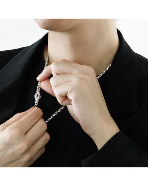 AWNL Metallic Ceylon Sapphire Clasp Necklace for men