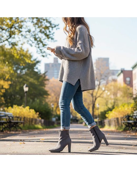 Beautiisoles by Robyn Shreiber Made in Italy Gray Teresa Suede Bootie Comfortable Hidden Platform Elegant For Day & Night