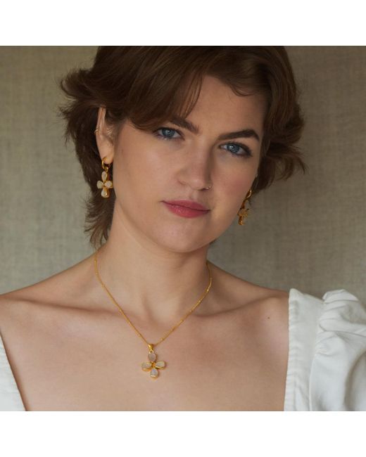 GEM BAZAAR Metallic Moonstone Cross Earrings