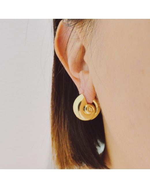 VALERIE CHIC Metallic Seashell Hoop Earrings 18K