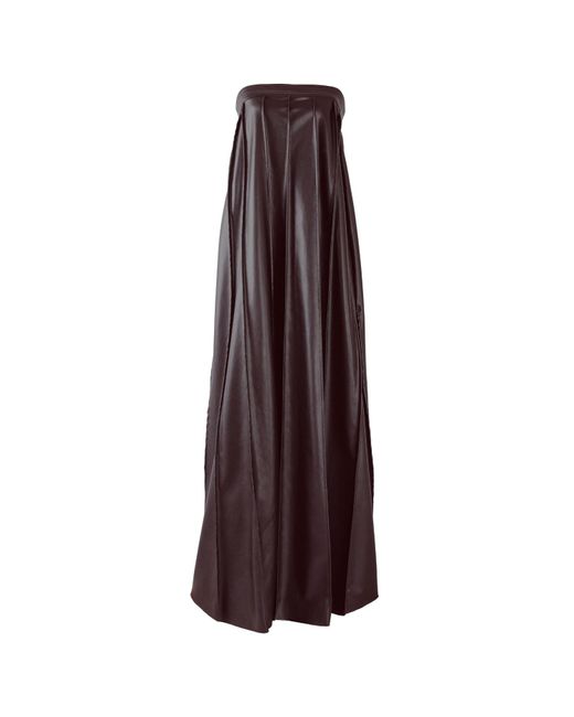 Kargede Purple Pleated Leather Maxi Dress – Strapless Designer Evening Gown