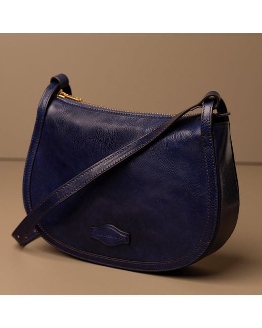 Time Resistance Blue Leather Hobo Bag For