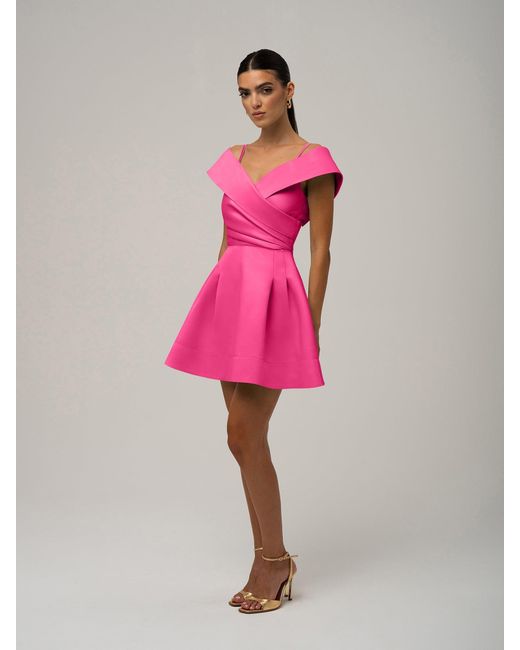 Tia Dorraine Pink Easy To Love Flared Satin Mini Dress Hot