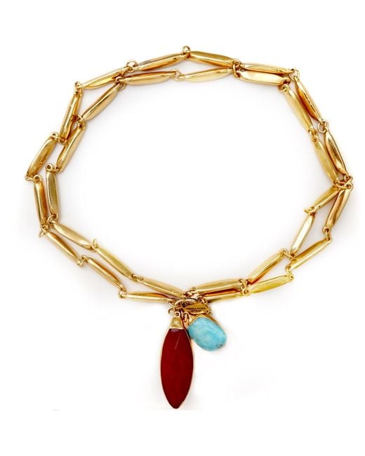 Persia Dona Jewelry Metallic Marquis Ruby X Pendant Necklace