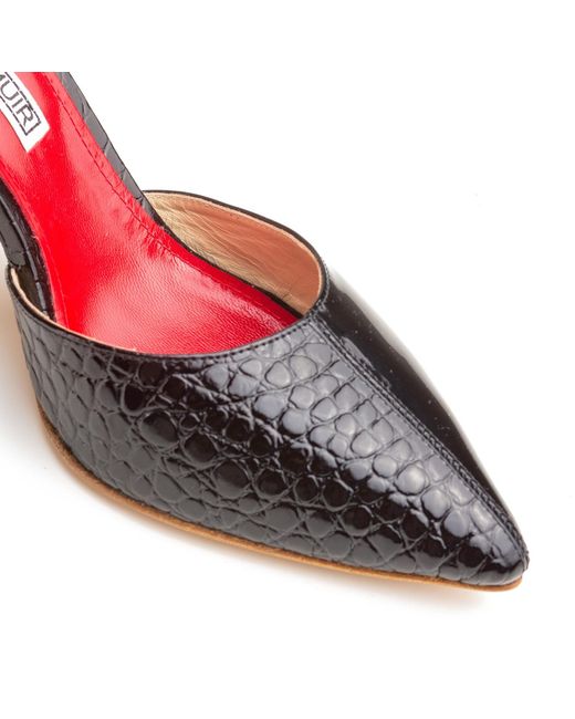 Rosamund Muir London Red Augusta Duo-Texture Slingback Heels
