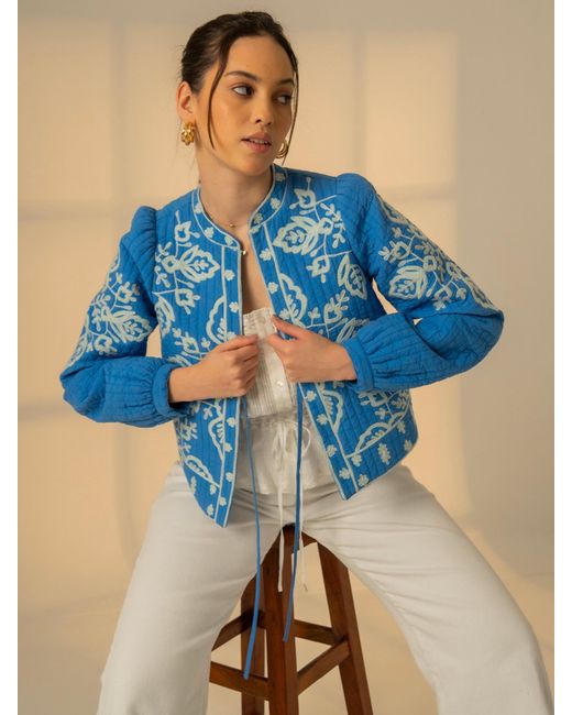 Rose & Nancy Blue Lori Embroidered Quilted Jacket