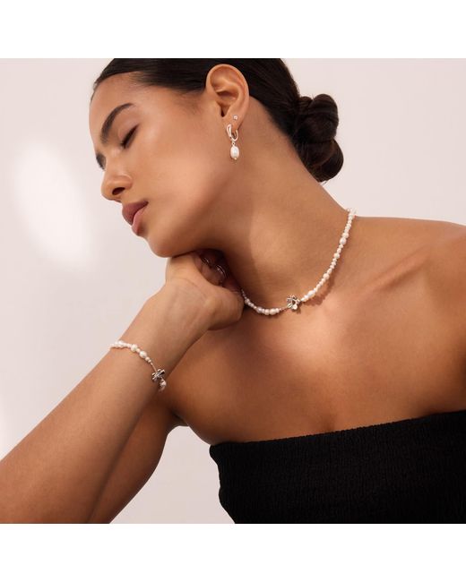 Vanhi Metallic Flora Multi Pearl Toggle Bracelet