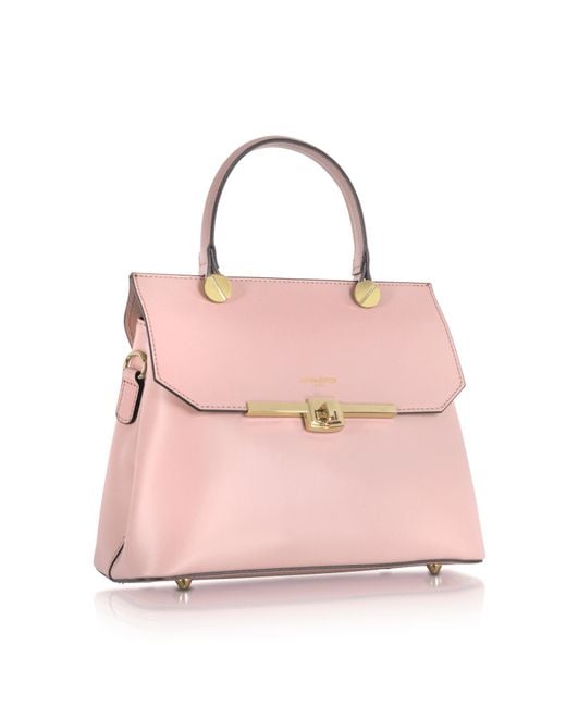 Le Parmentier Pink Atlanta Top Handle Satchel Bag W/shoulder Strap