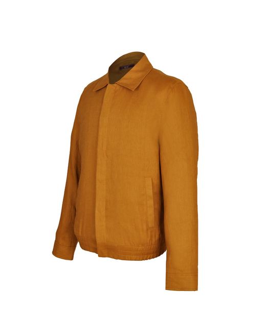 DAVID WEJ Brown Hugo Linen Aviator Jacket for men