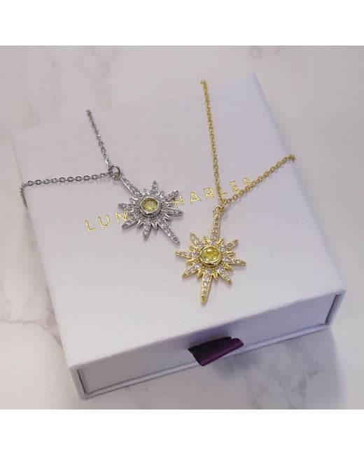 Luna Charles Metallic Heidi North Star Birthstone Necklace November