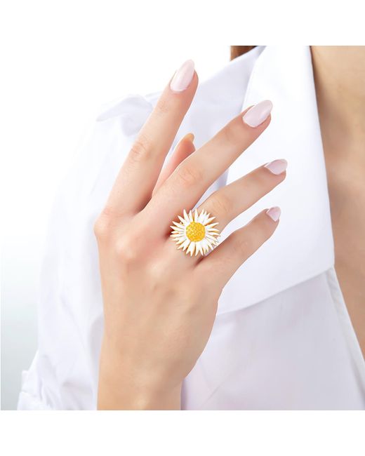 Milou Jewelry White Sunflower Adjustable Ring