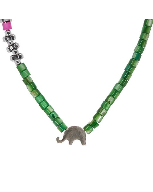 Ebru Jewelry Metallic Sterling Silver Elephant Green Choker Necklace