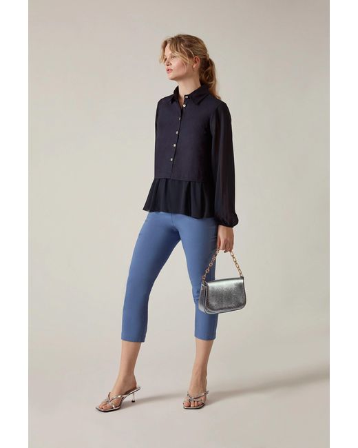 James Lakeland Blue Contrast Hem Blouse