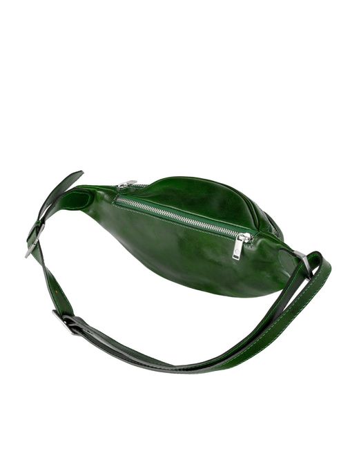 Time Resistance Green Leather Sling Bag Belly Bag for men