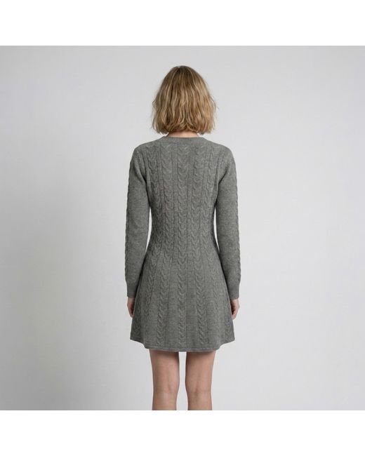 Modenaire Gray Cable Knit Dress Sculpted Texture
