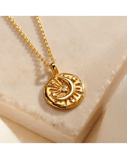 Posh Totty Designs Metallic Plated Diamond Moon Disc Necklace