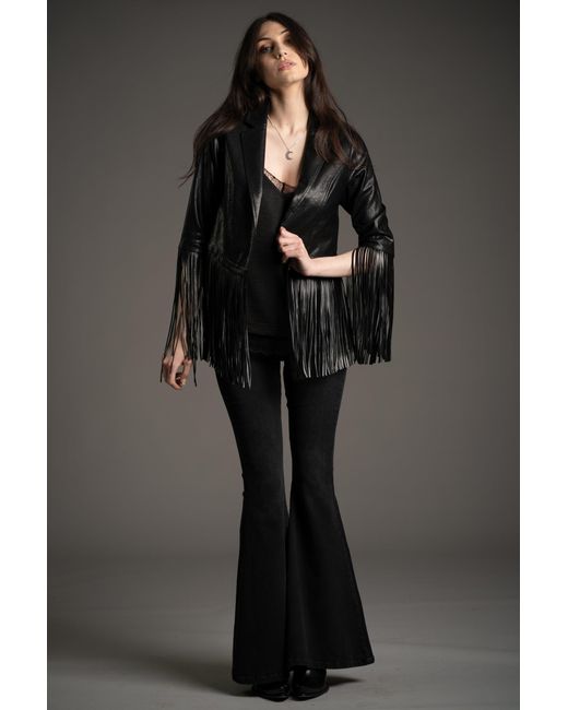 Little Lies Black Jagger Fringed Faux Leather Jacket