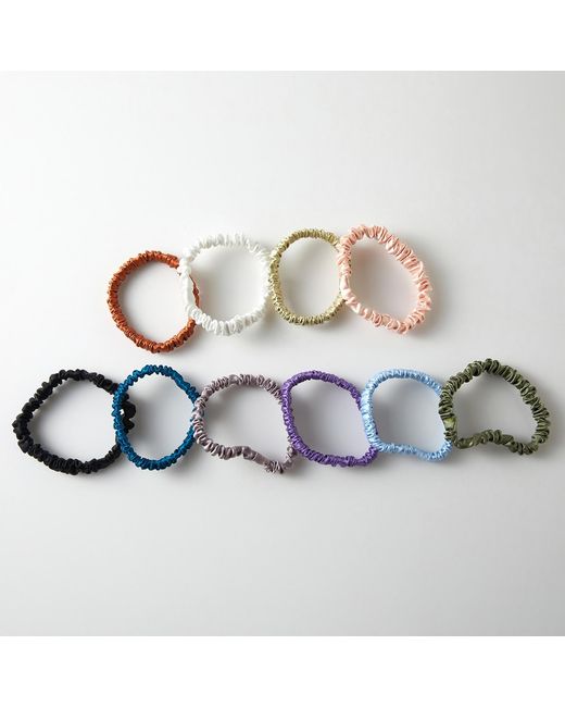 Soft Strokes Silk Blue Set Of Ten Mulberry Silk Skinny Scrunchies Mystery Bag