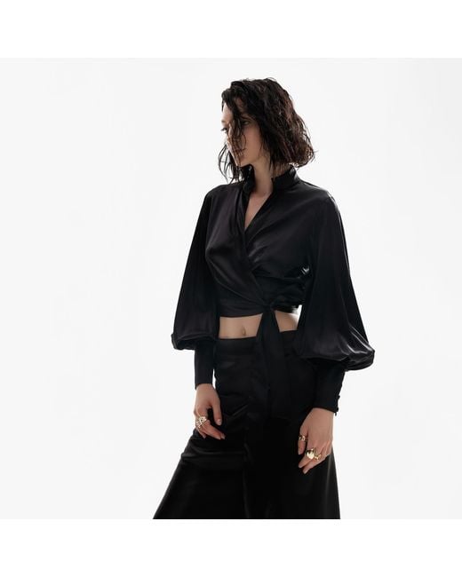 Lita Couture Black Wrap Around Blouse