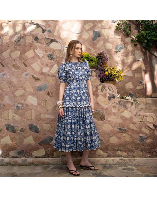 Echo of Pink Blue Midi Dress