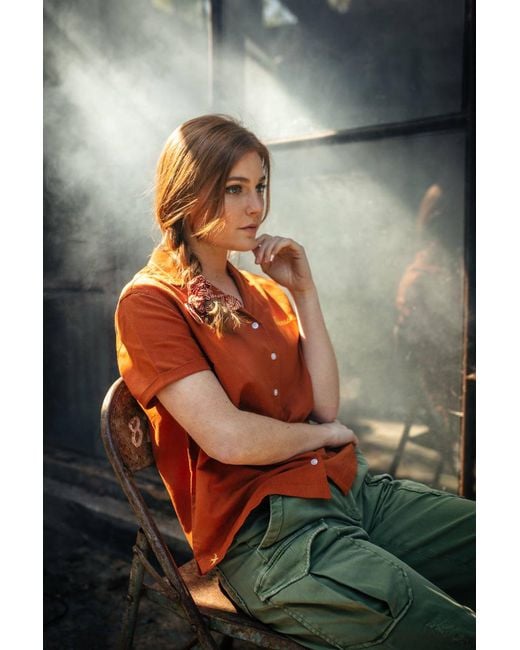 &SONS Trading Co Orange Damsons Double Bowling Shirt Burnt