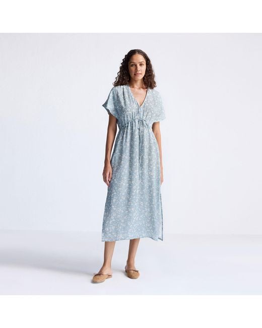 REISTOR Blue Gathered Maxi Dress