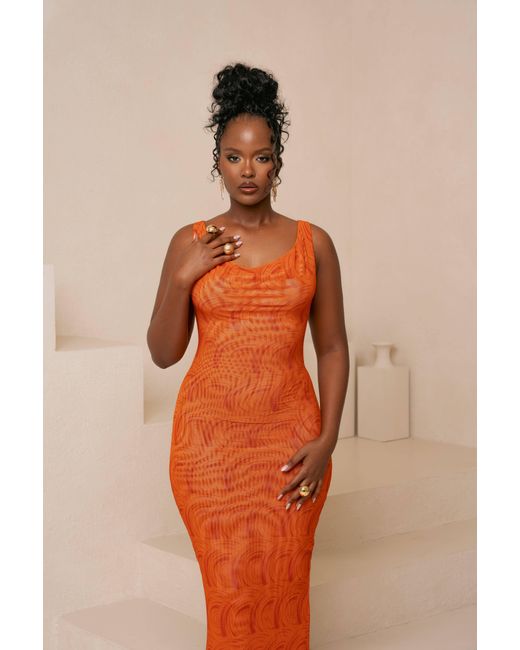 Ofuure Orange Iza Cowl Maxi Dress