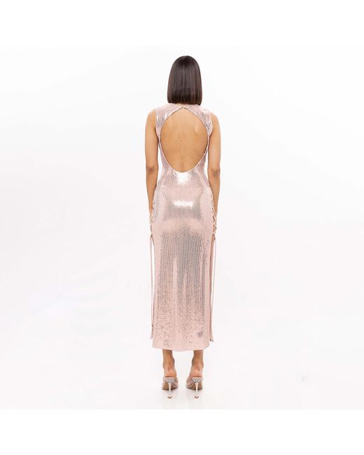 Nissa Multicolor Holographic-Effect Midi Dress