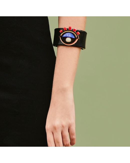 Gissa Bicalho Black Handmade Acrylic Bracelet Eye