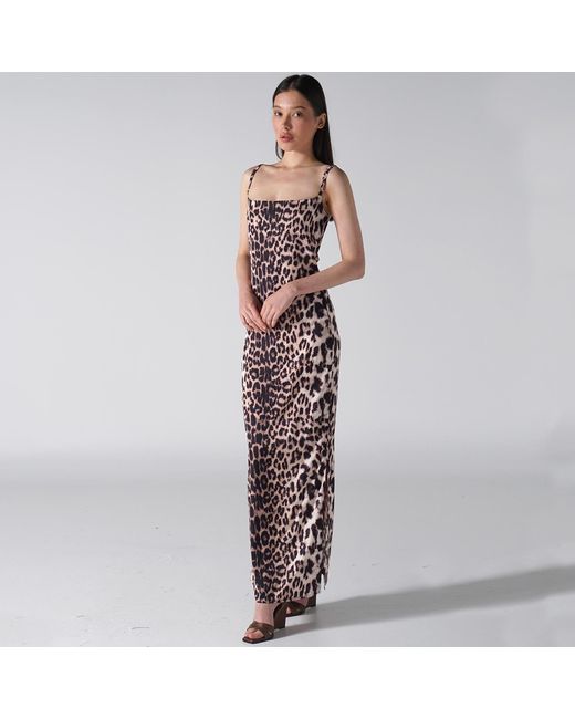 LOVEIST STORE Multicolor Leopard Print Satin Maxi Dress – Bodycon Slip Dress