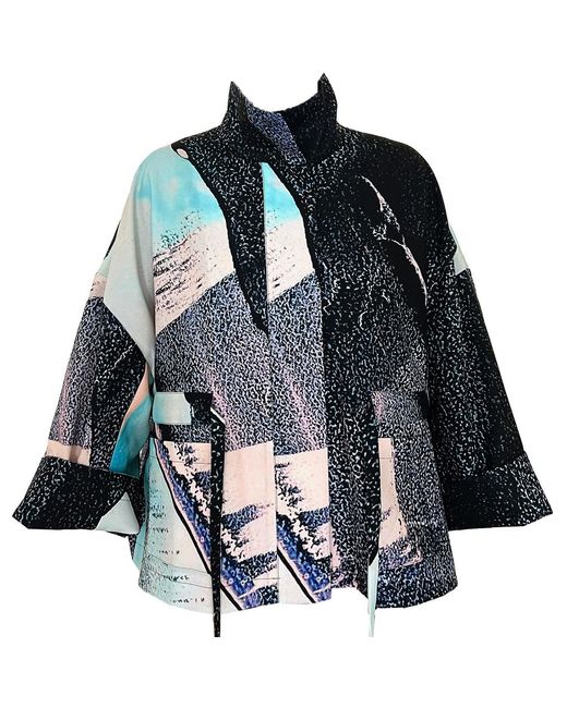 Maxjenny Blue Square Boxy Jacket Print Paint