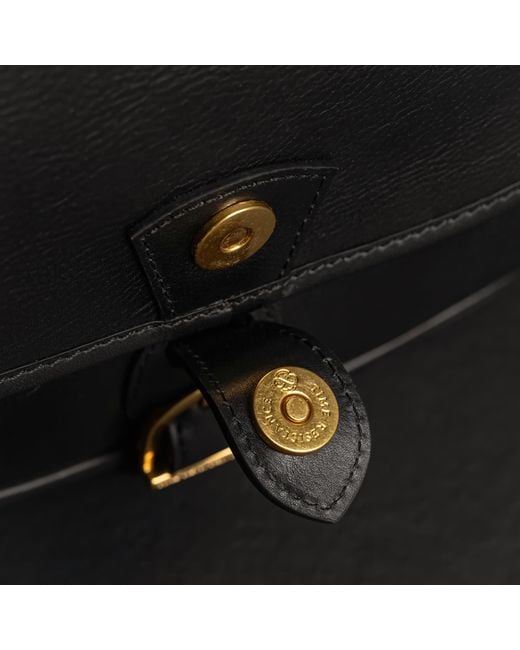 Time Resistance Black Leather Saddle Bag