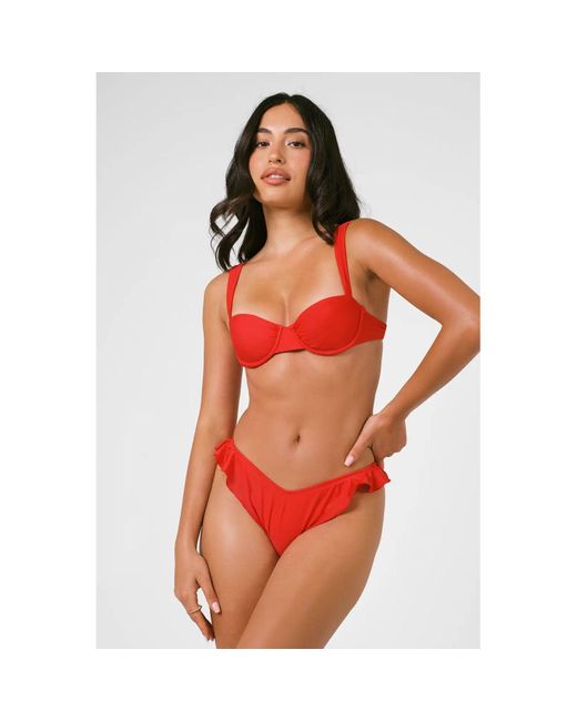 Blackbough Swim Red Elsie Ruffled Cheeky Bottoms Hot Gloss