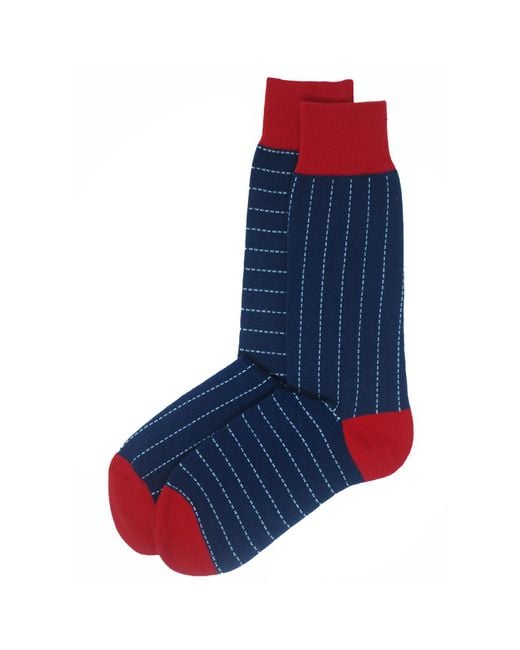 Peper Harow - Made in England Blue Dash Socks for men
