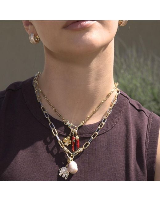 Alexie of Athens Metallic Tria Watch Chain Necklace