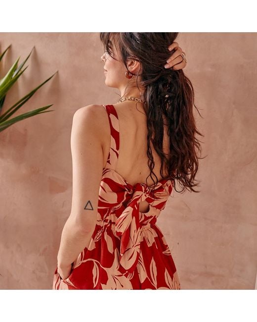 LAtelier London Red Luisa Linen Culotte Jumpsuit