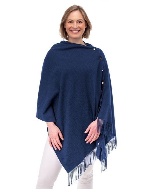 Franchetti Bond Blue Gisella Button Poncho