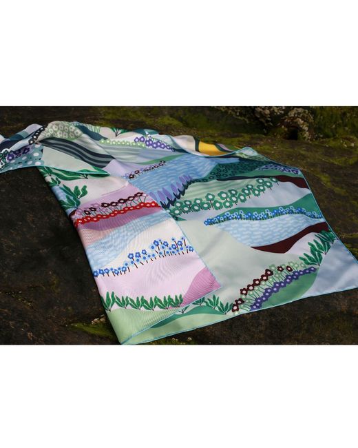 Jessie Zhao New York Blue Double Sided Silk Scarf Of Summer