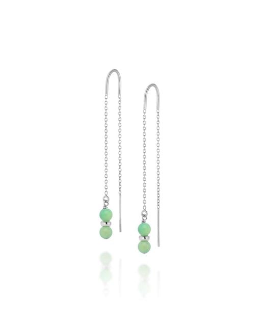 Nellou Jewellery White Fall Birthstone Earrings May Chrysoprase Sterling