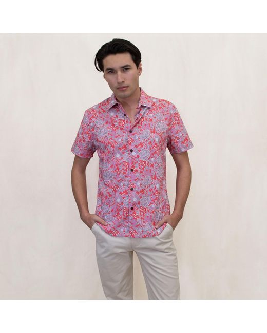 Lords of Harlech Pink Scott Handcut Floral Shirt for men