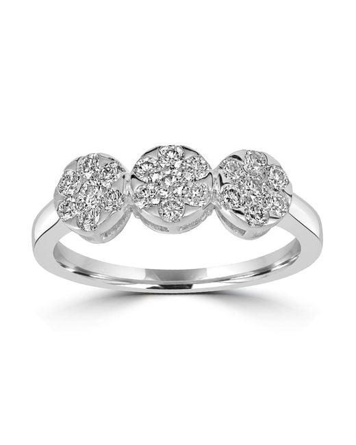 Artisan Metallic Three-Flower Diamond Cluster Ring