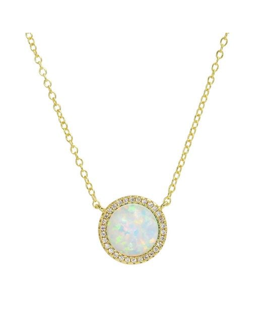 KAMARIA Metallic Beacon Opal Circle Necklace With Crystals